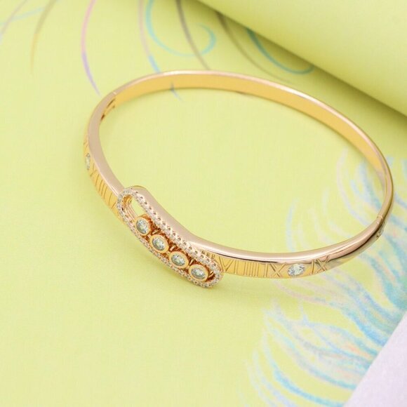 Rose Gold Roman Numeral Bangle with Crystal Bar, XPBL0571 - Picture 3 of 12